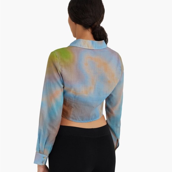 Paloma Wool Carolee tie front marble tie die sheer blouse size small - Picture 3 of 9